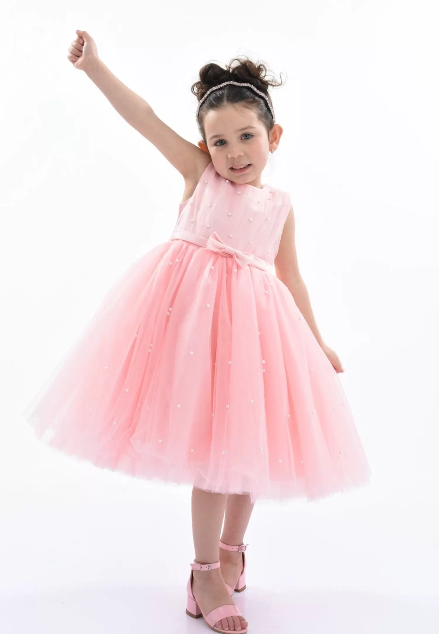 Baby^Tulleen Pearl Bow Tulle Dress Pink