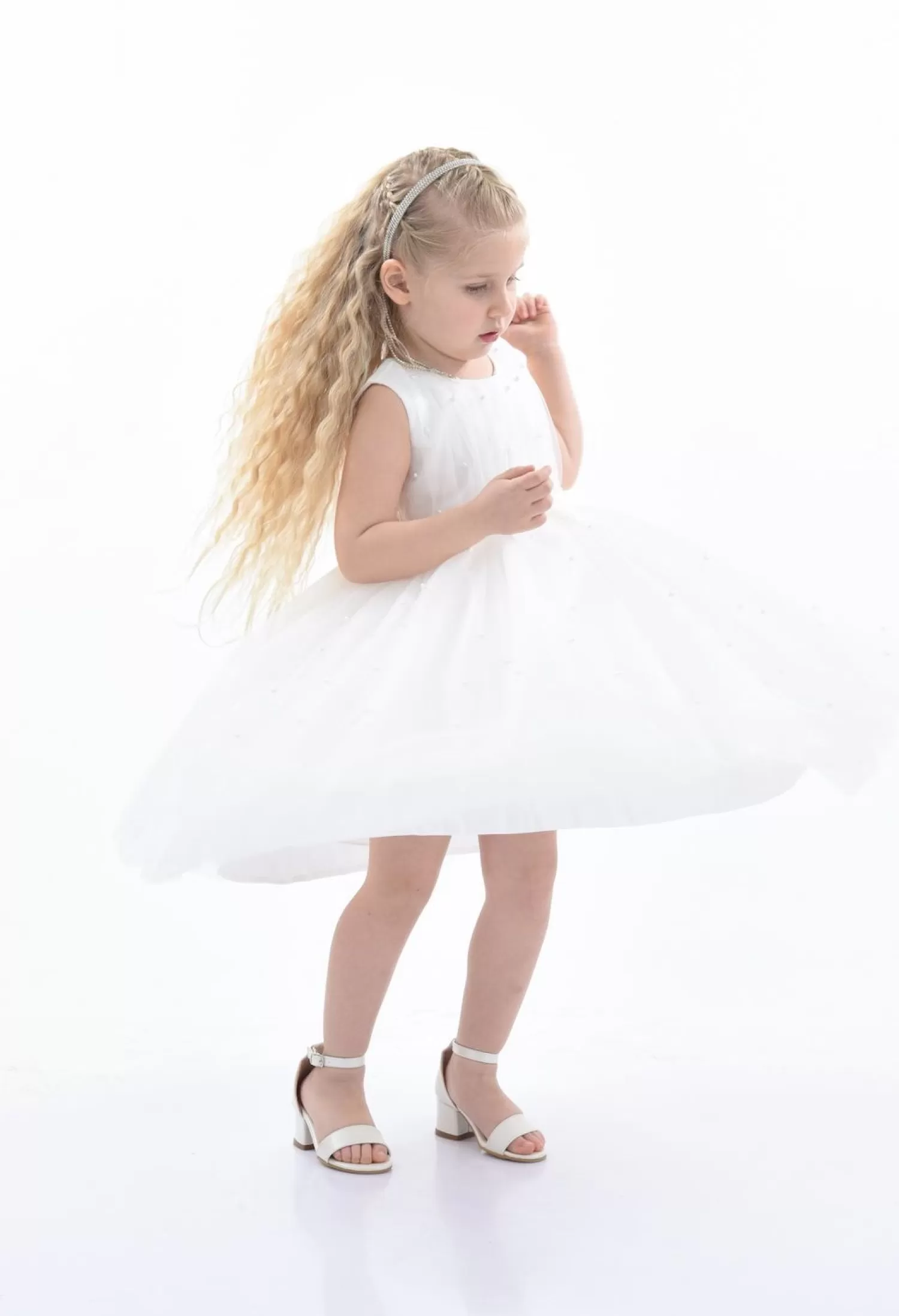 Dresses^Tulleen Pearl Bow Tulle Dress White