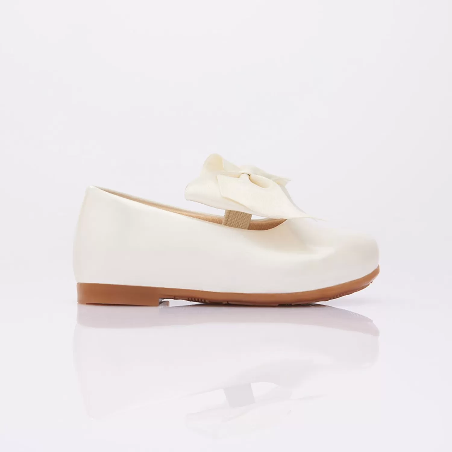 Shoes^Perla Pearl Patent Elastic Bow Flats White