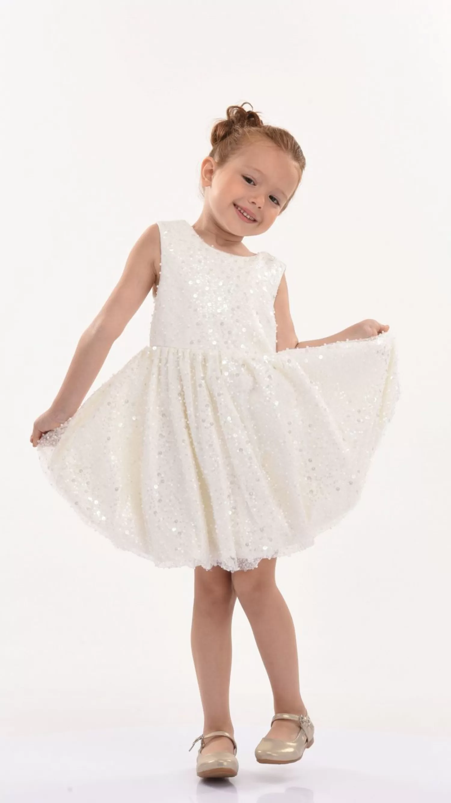 Dresses^Tulleen Pearl White Ainsley Sequin Bow Dress Ivory