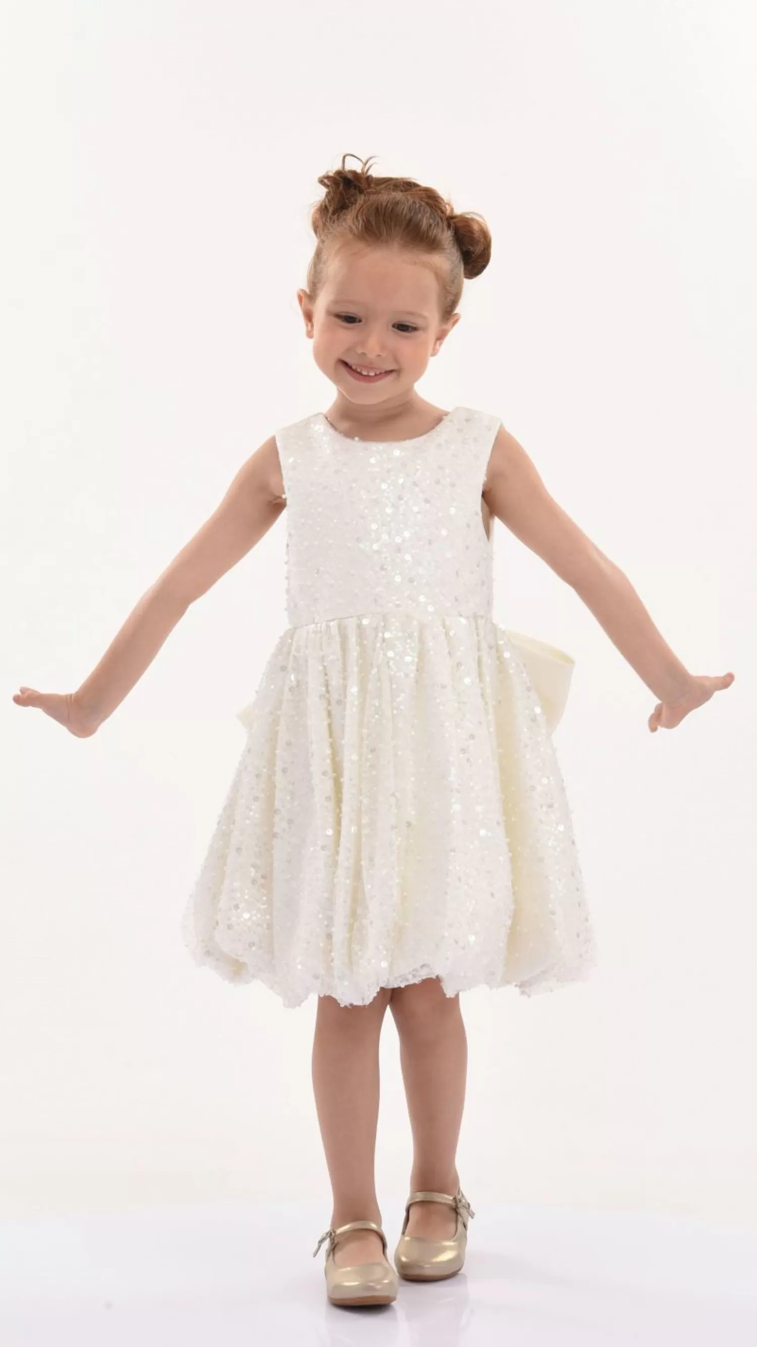 Dresses^Tulleen Pearl White Ainsley Sequin Bow Dress Ivory