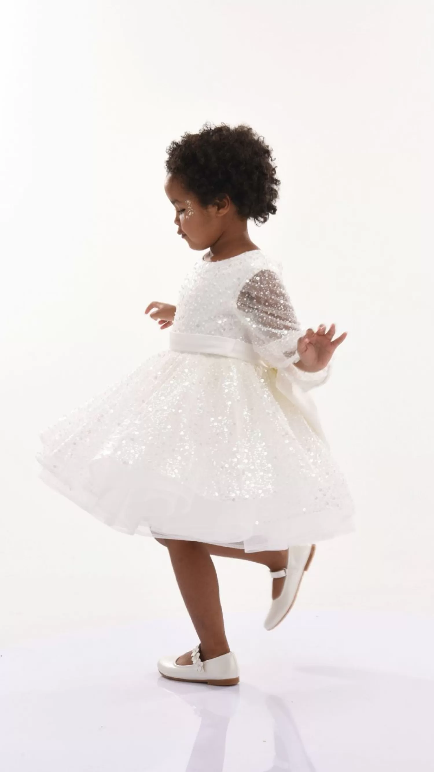 Dresses^Tulleen Pearl White Pradera Glimmer Tulle Bow Dress Ivory