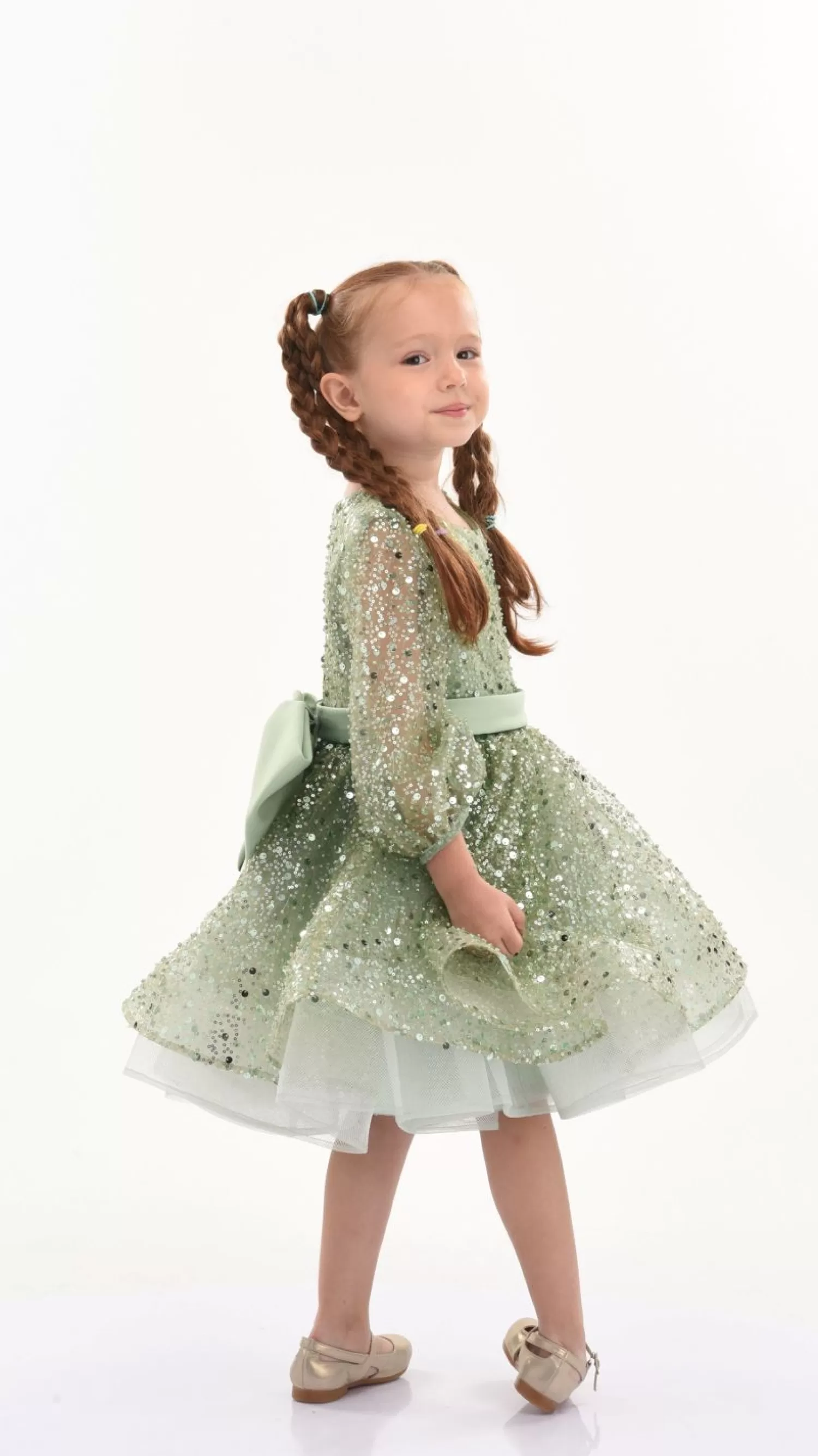 Dresses^Tulleen Pradera Glimmer Tulle Bow Dress Green