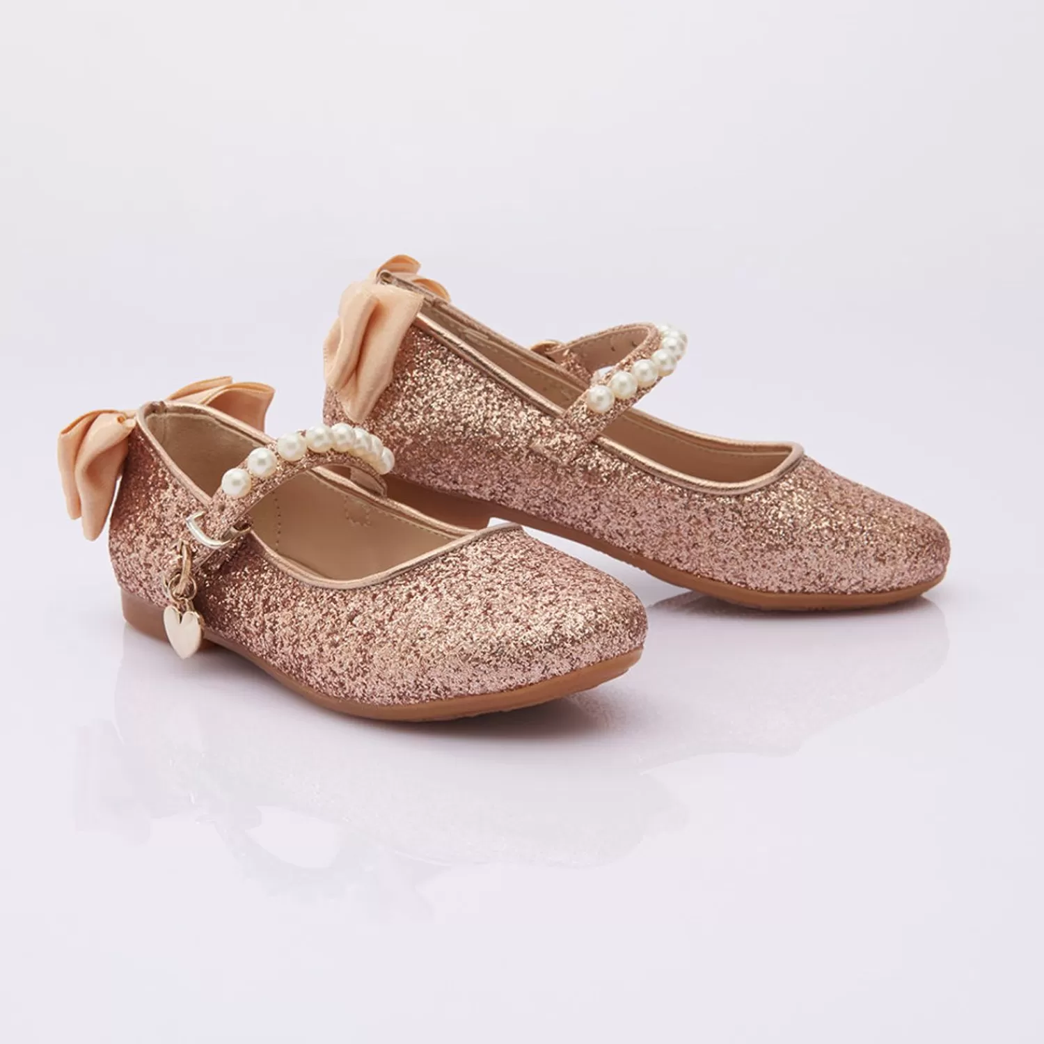 Shoes^Perla Rose Gold Glitter Bow Flats Pink