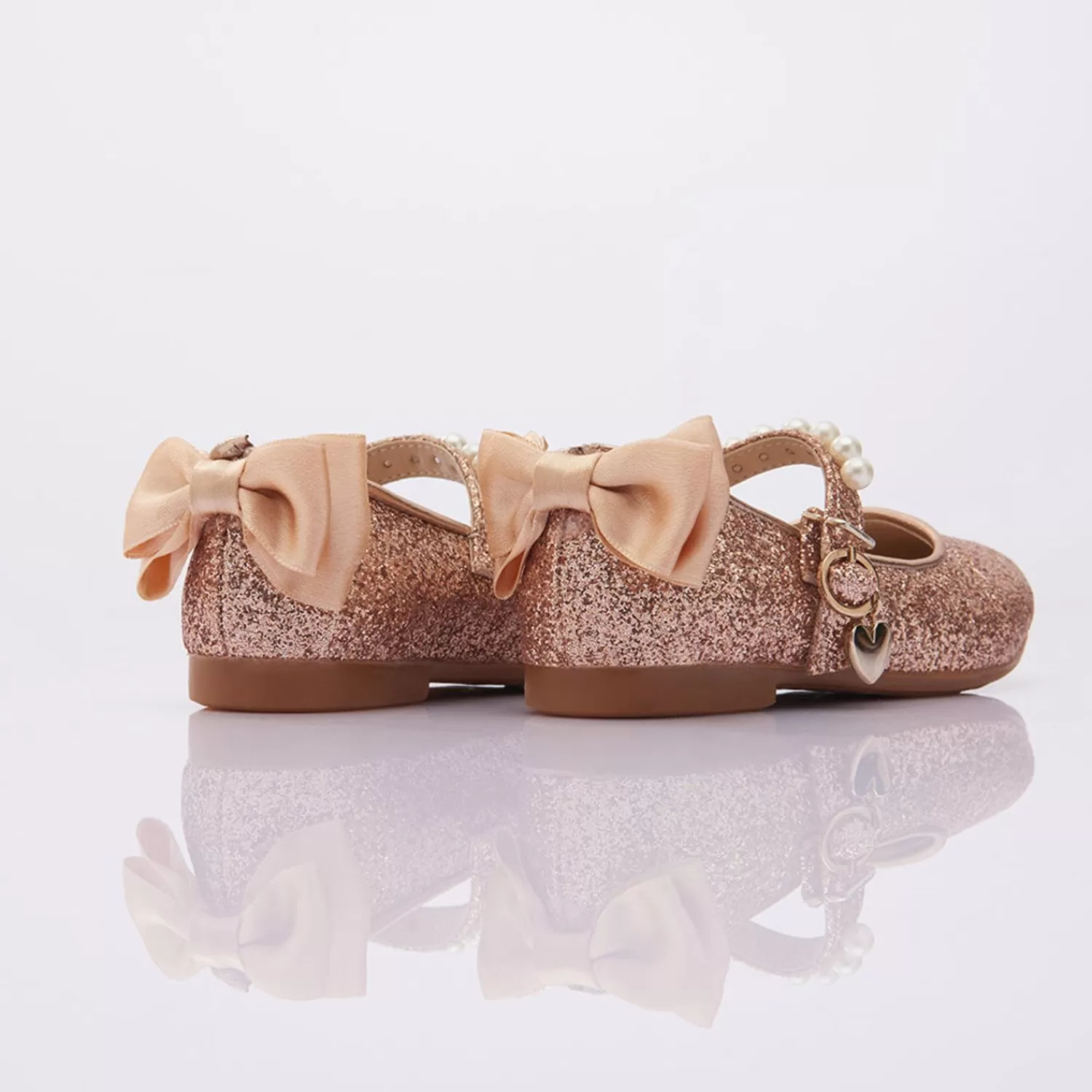 Shoes^Perla Rose Gold Glitter Bow Flats Pink