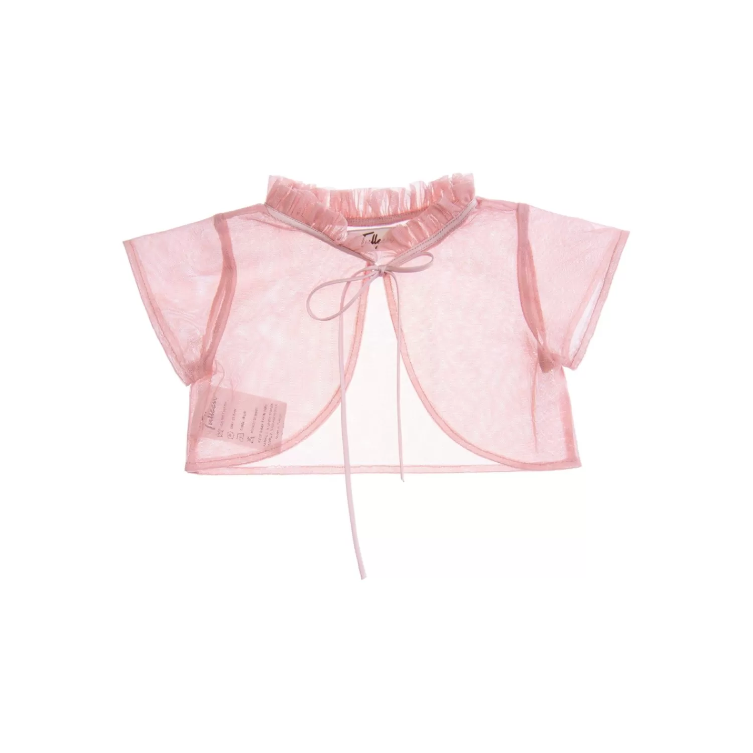 Accessories^Tulleen Rose Mesh Ruffle Cardigan Pink