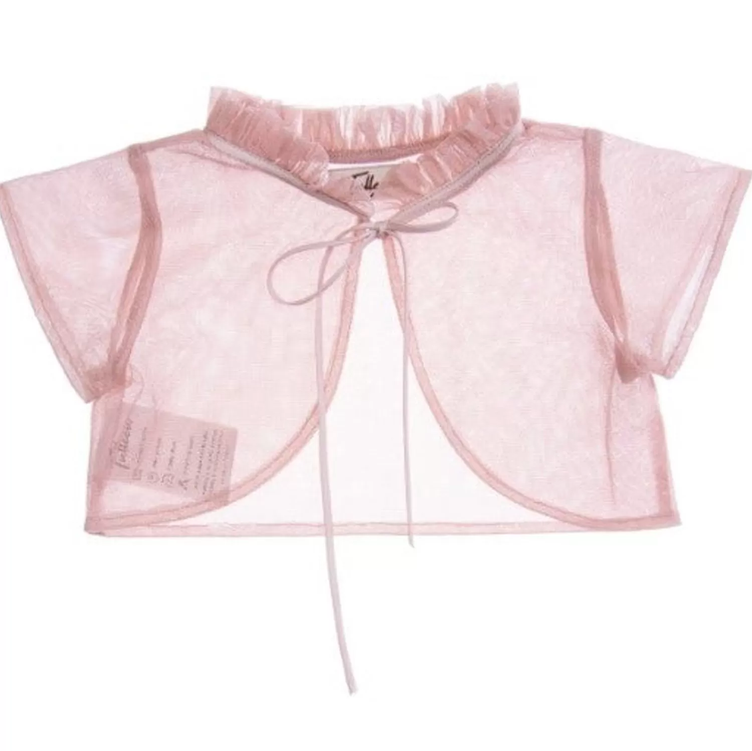 Accessories^Tulleen Rose Mesh Ruffle Cardigan Pink