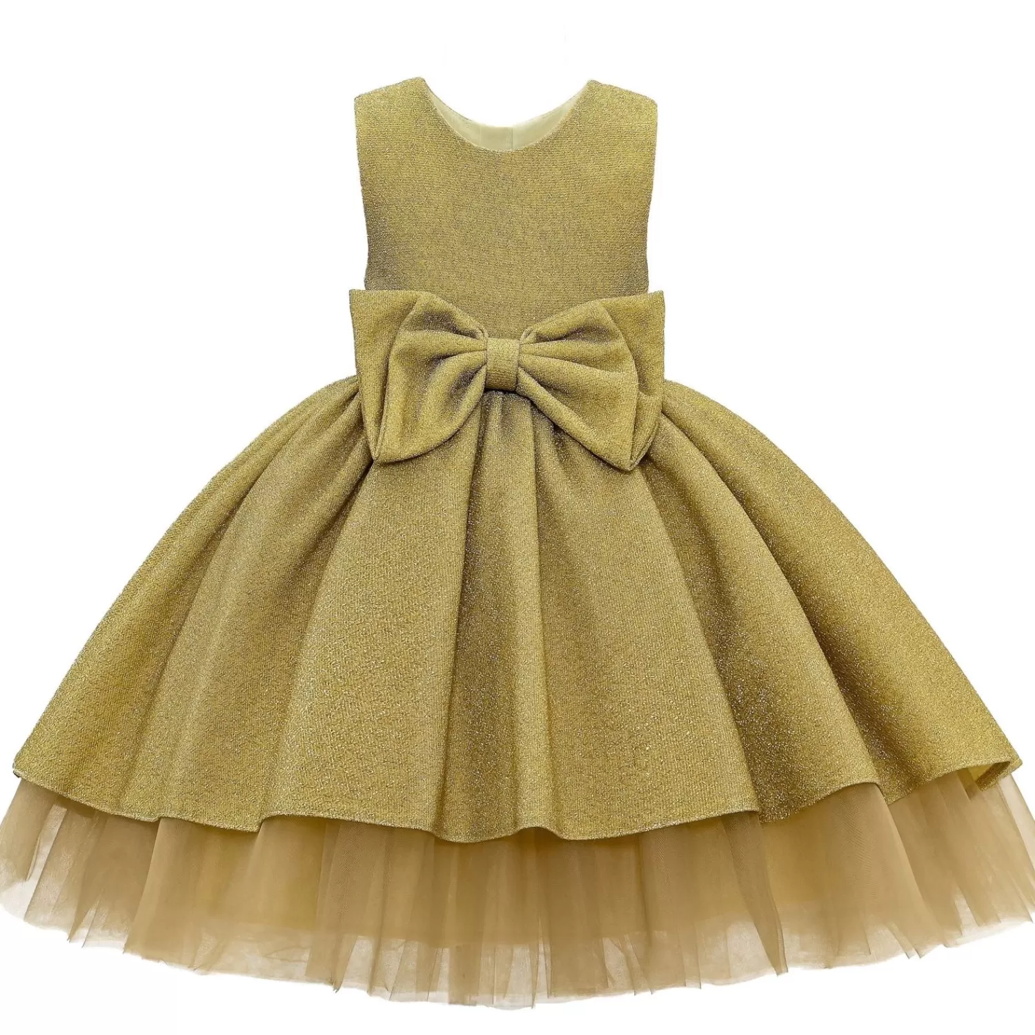 Dresses^Tulleen Sarita Glitter Double Bow Dress Gold