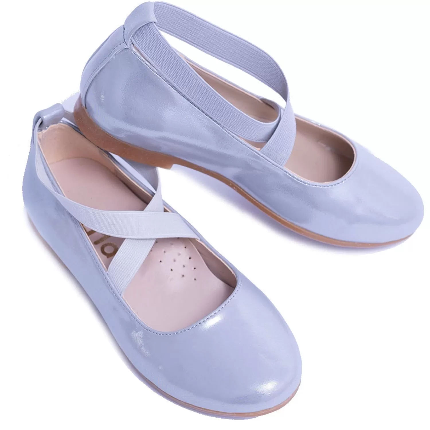 Shoes^Perla Satin Ballerina Flats Silver