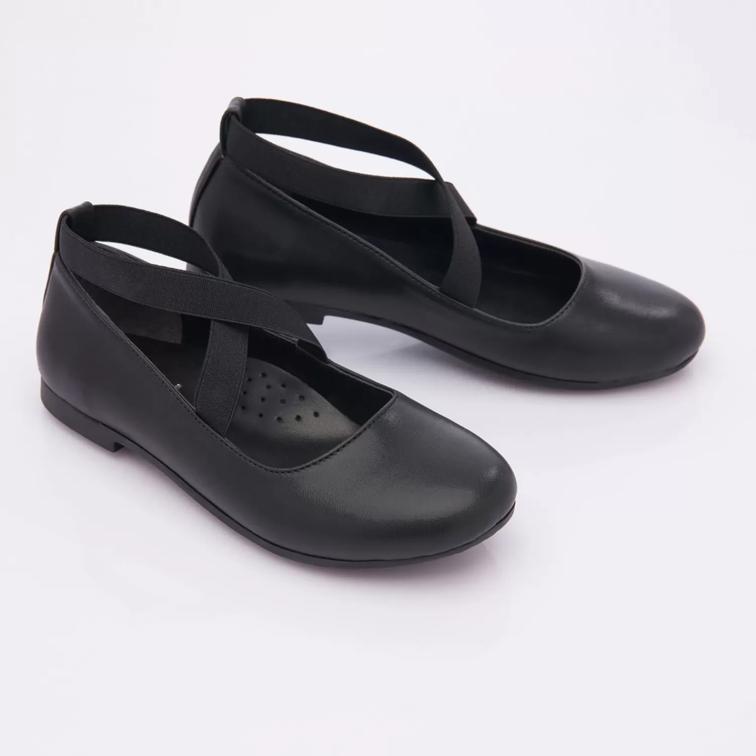 Shoes^Perla Satin Ballerina Flats Black