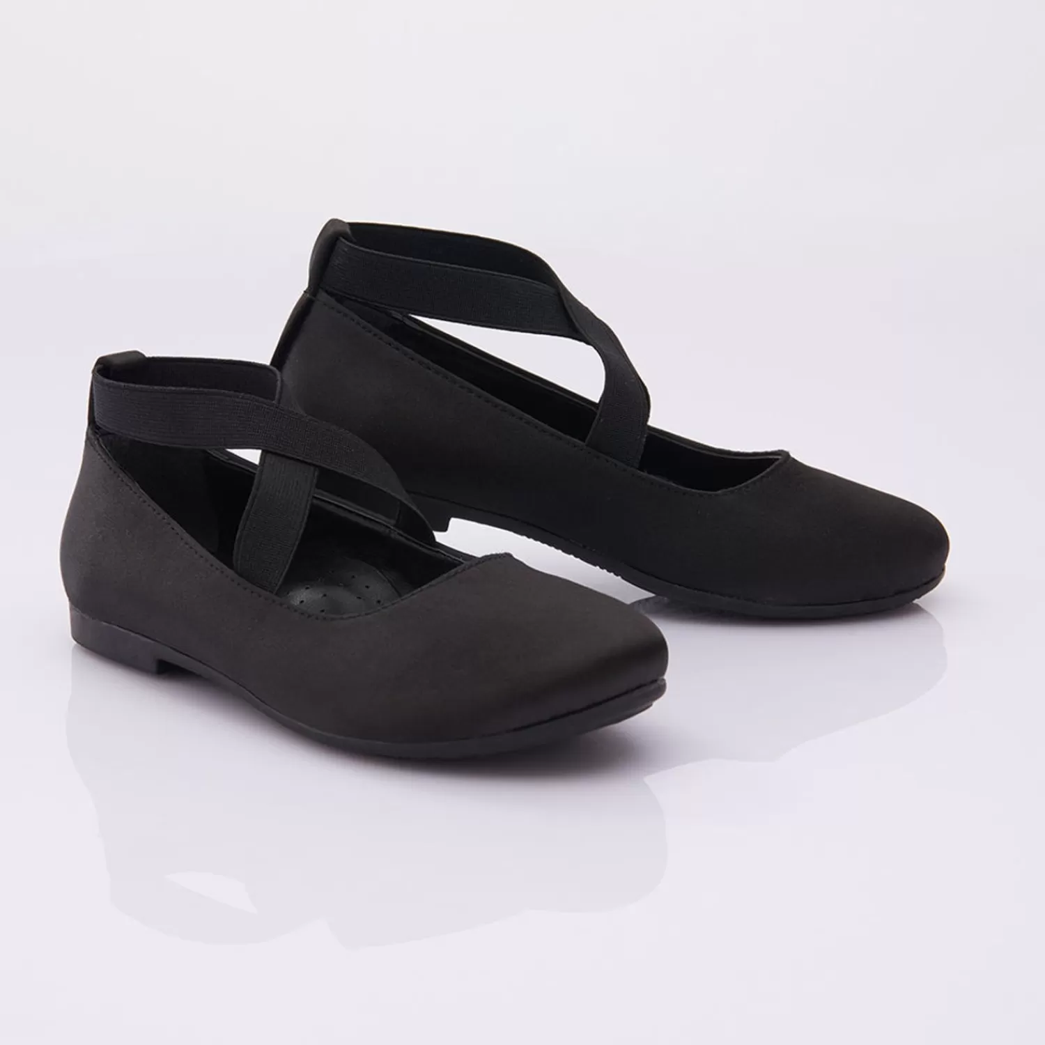 Shoes^Perla Satin Ballerina Flats Black