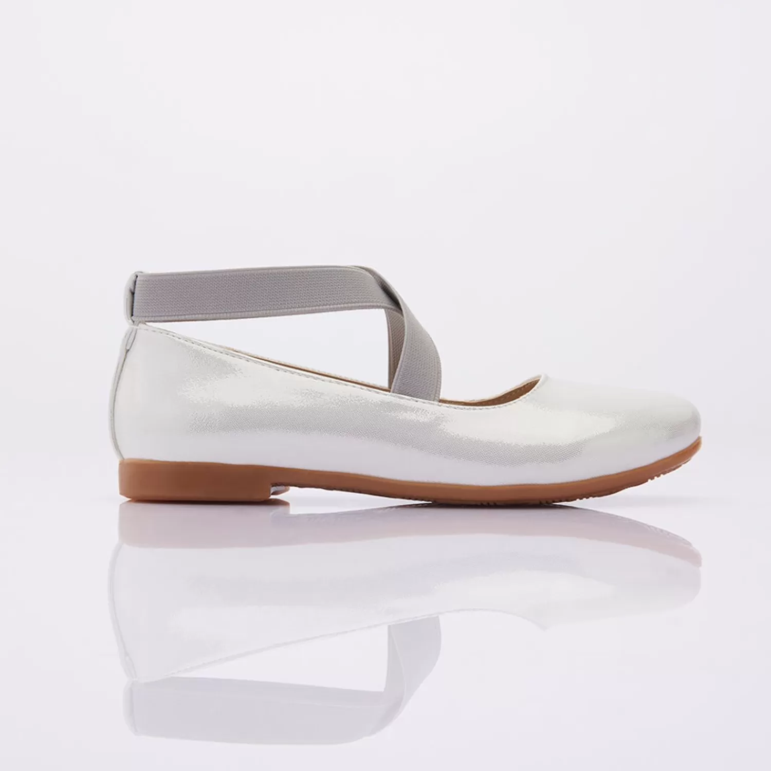 Shoes^Perla Satin Ballerina Flats White