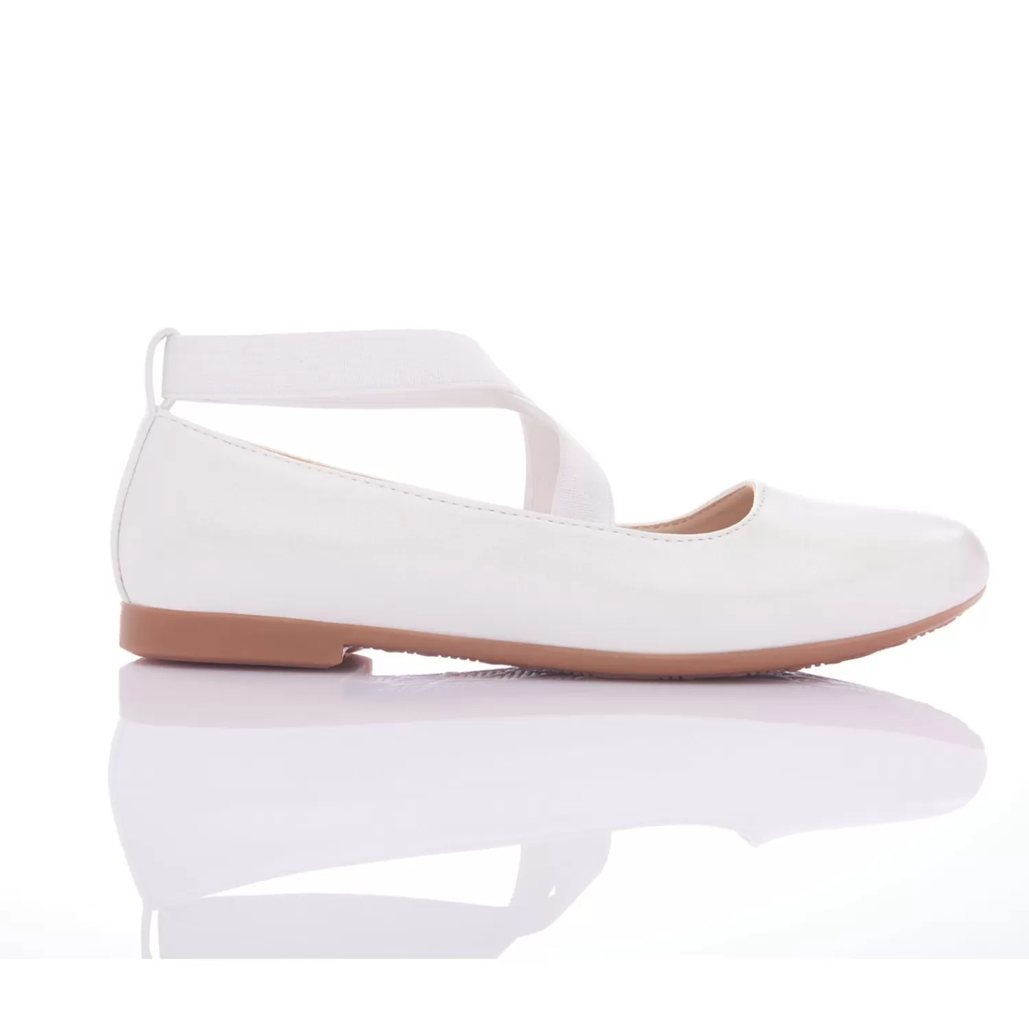 Shoes^Perla Satin Ballerina Flats White