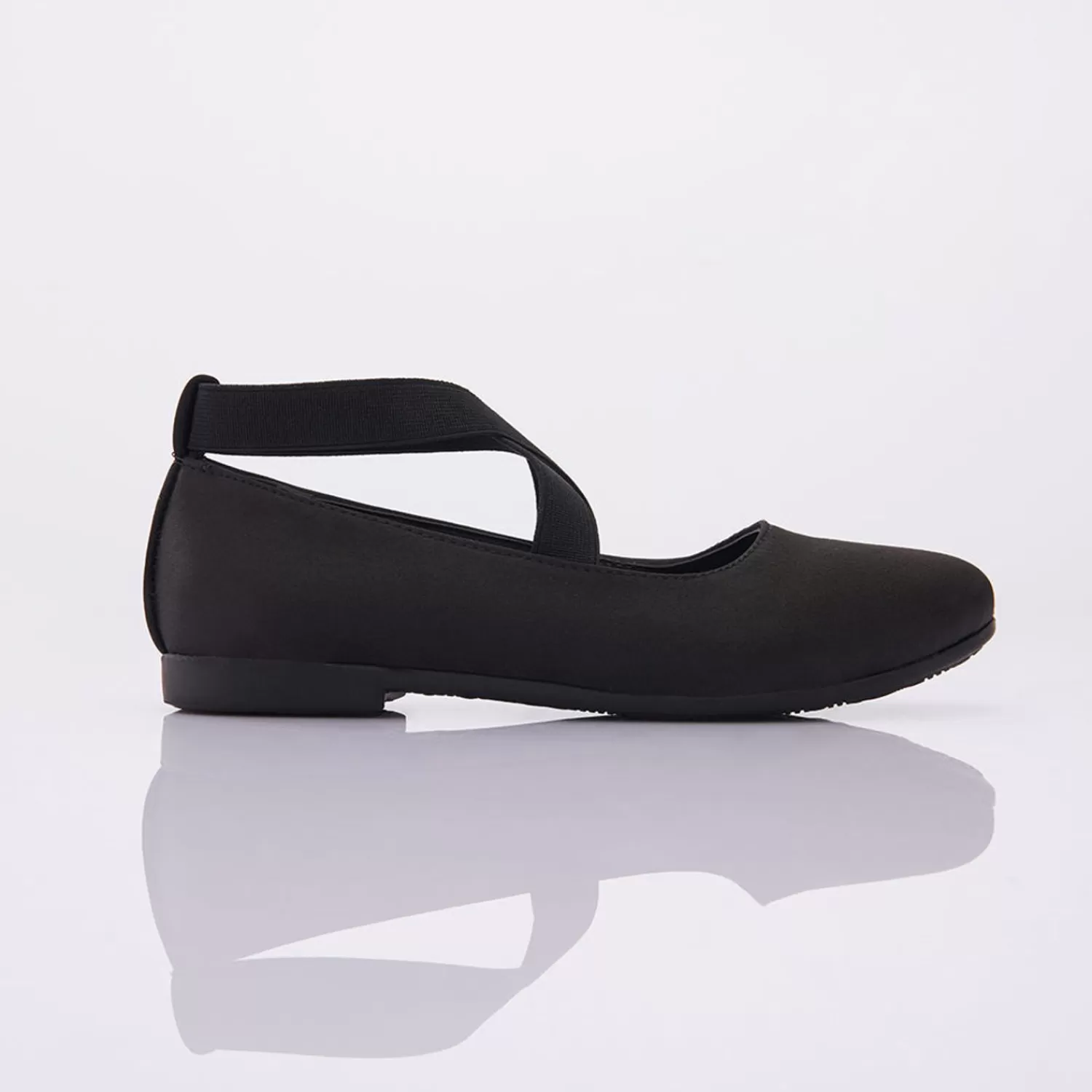 Shoes^Perla Satin Ballerina Flats Black