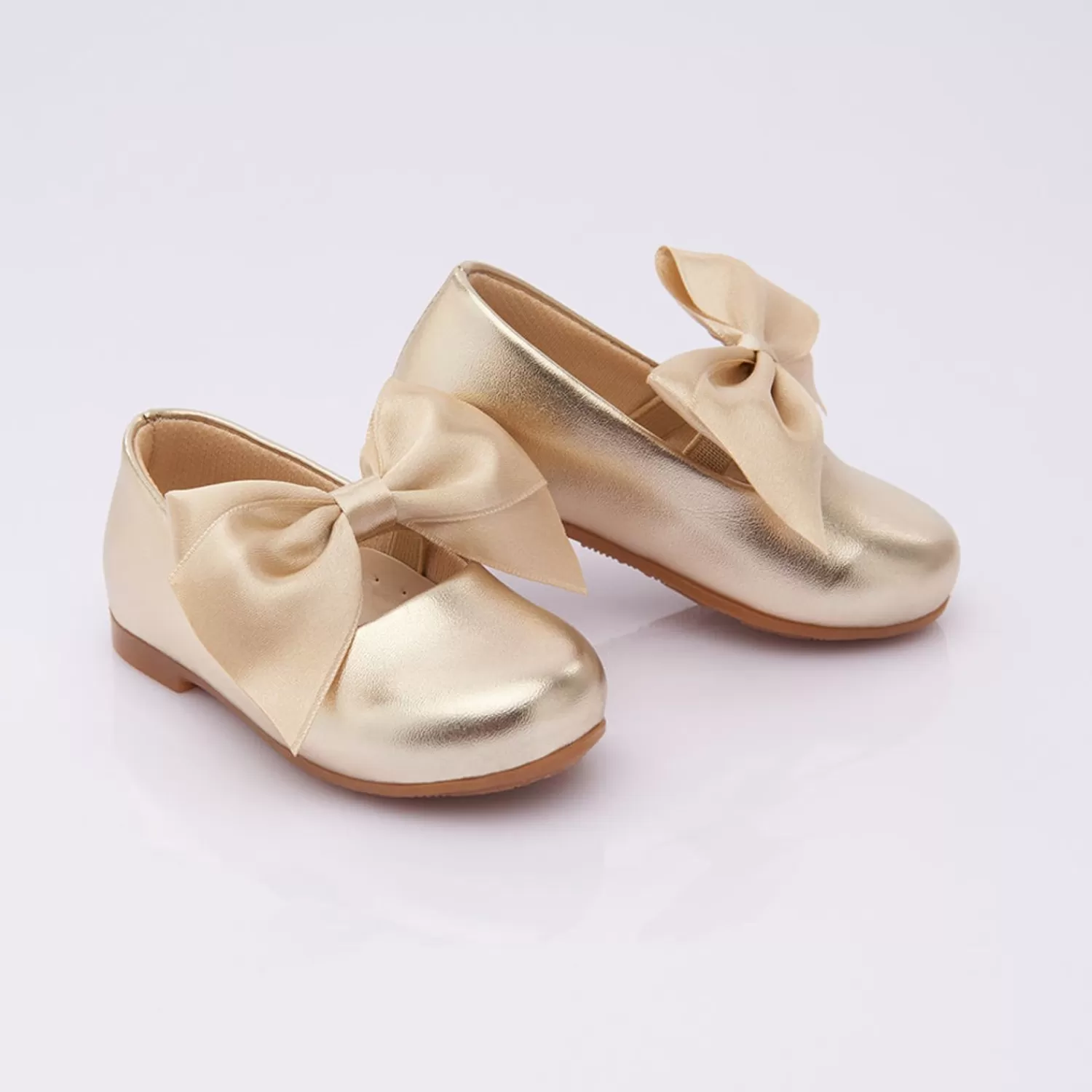 Shoes^Perla Satin Elastic Bow Flats Gold