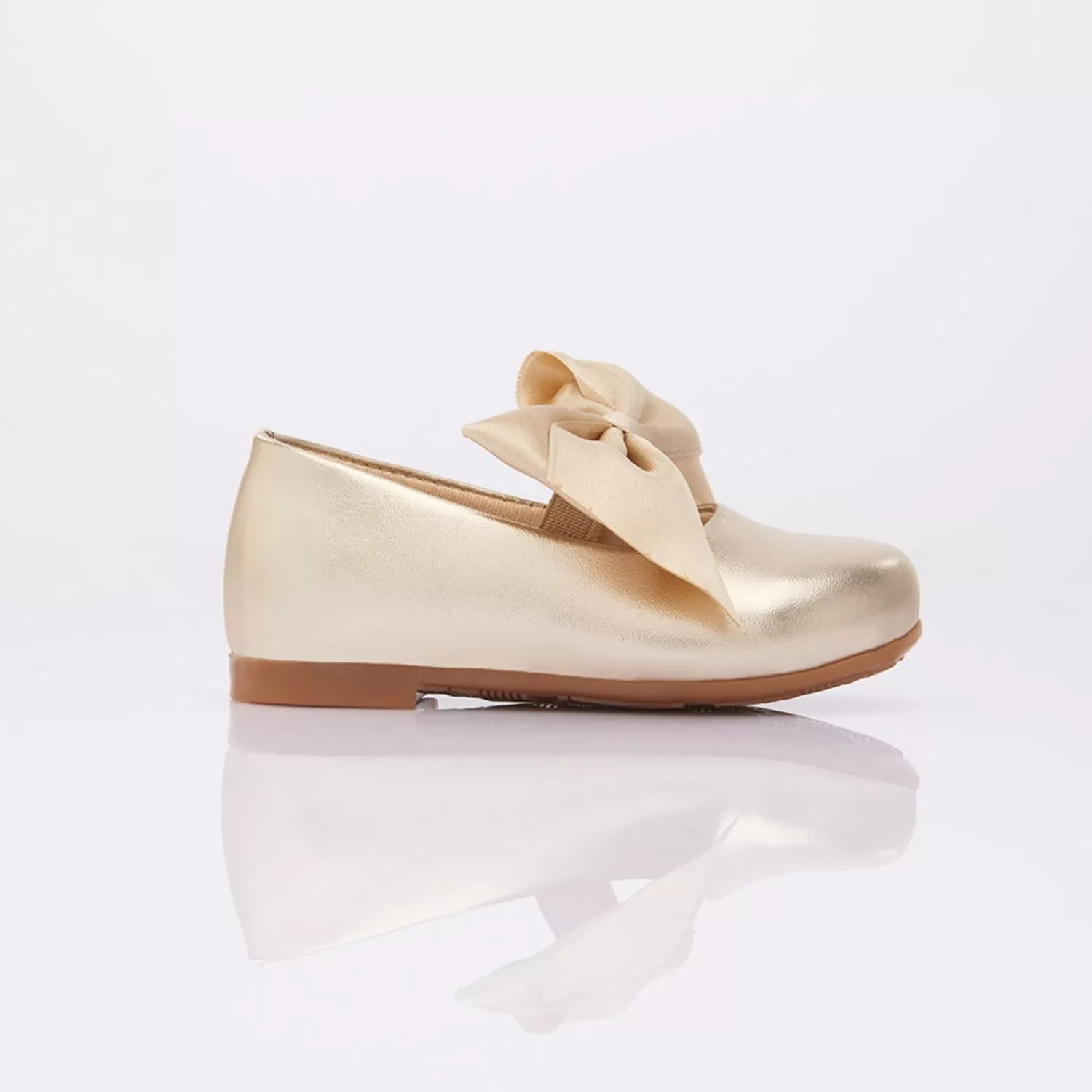 Shoes^Perla Satin Elastic Bow Flats Gold