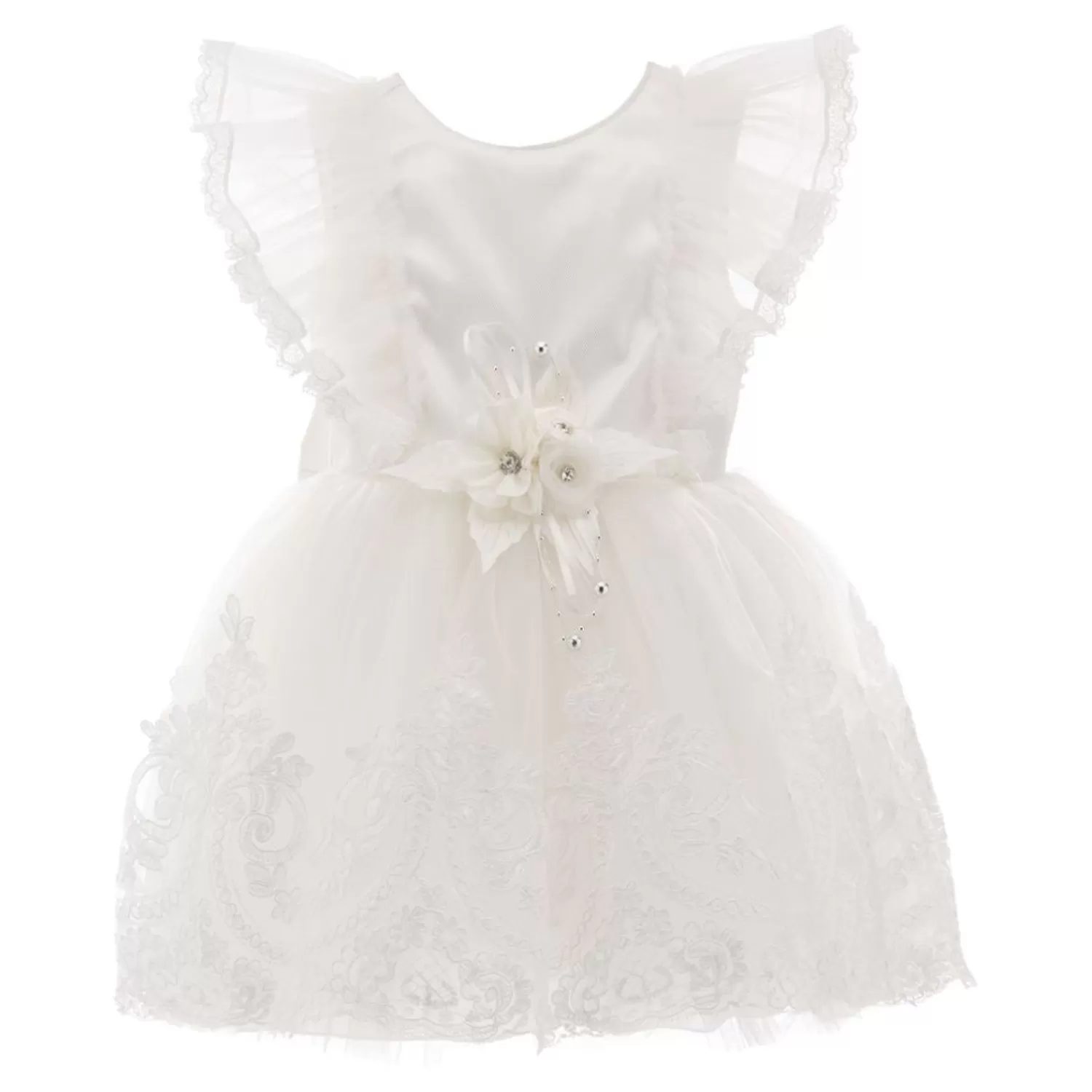 Baby^Tulleen Shire Bow Dress White