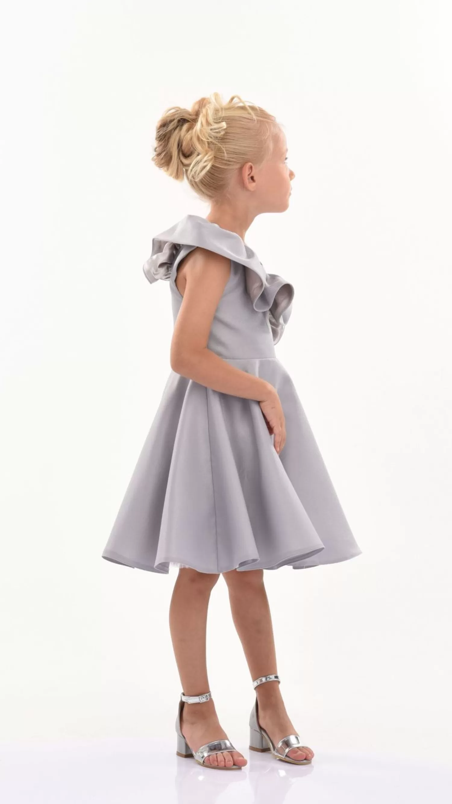 Dresses^Tulleen Silver Riviera Off Shoulder Ruffle Dress Grey