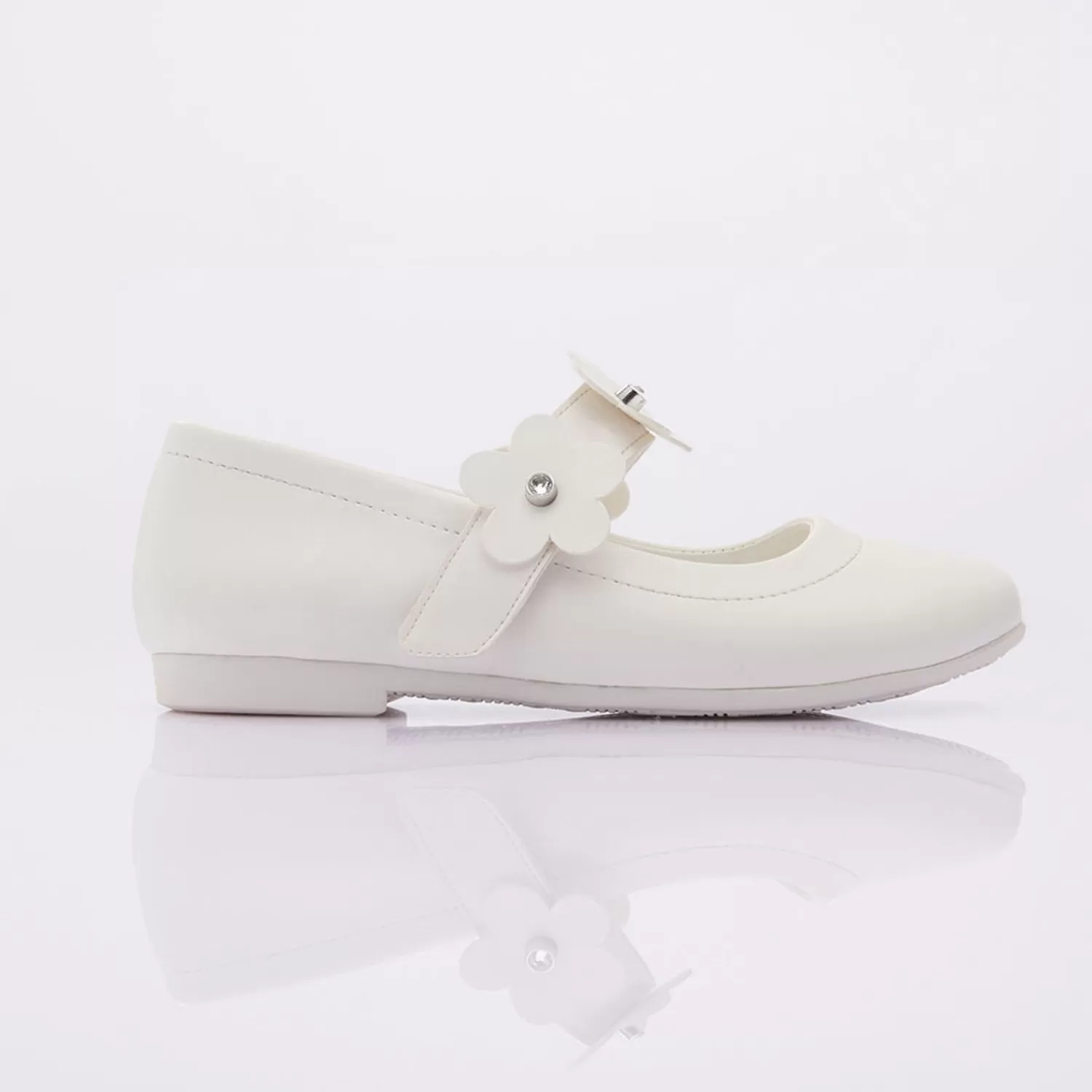 Shoes^Perla Snow Flower Strap Flats White