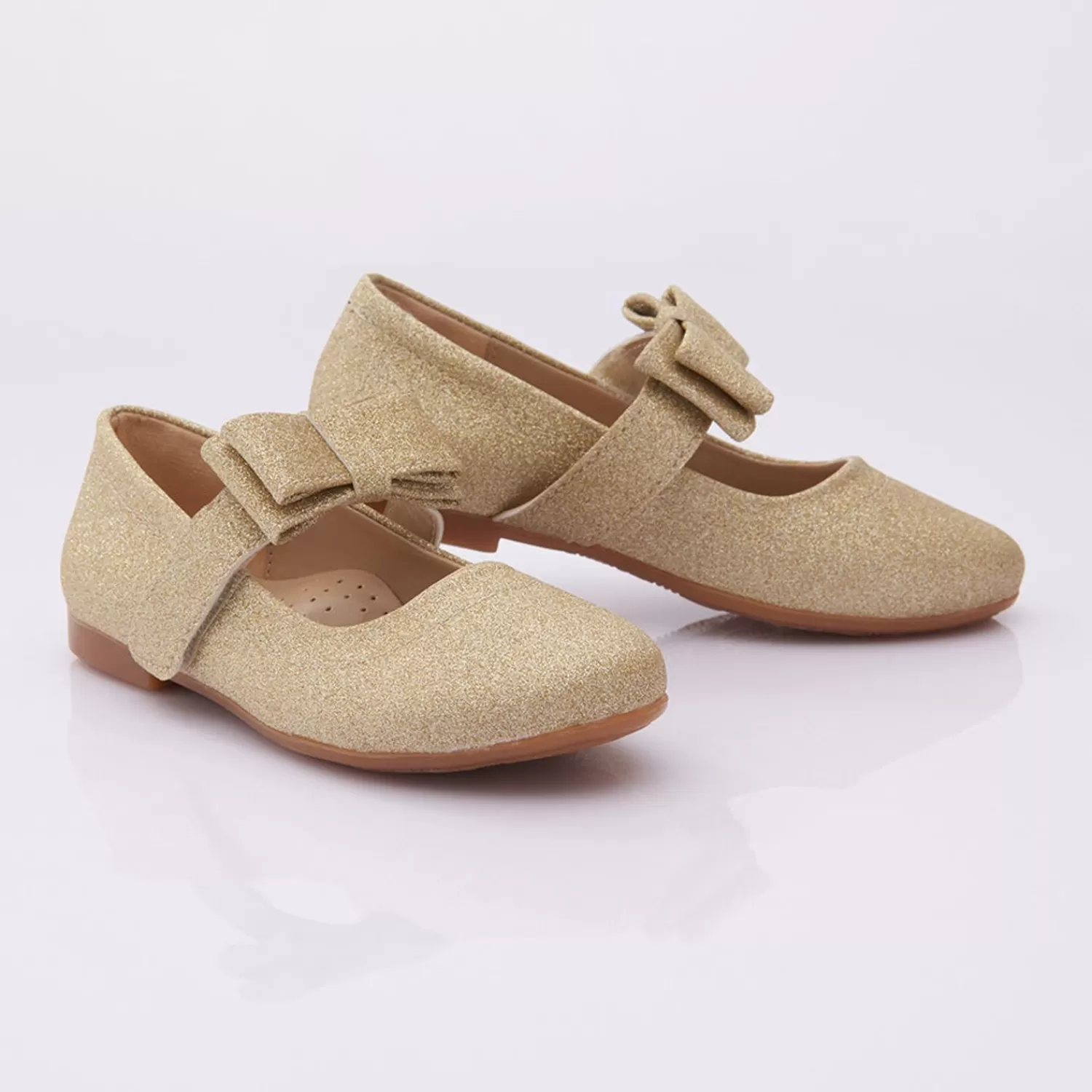 Baby^Perla Sparkly Bow Flats Gold