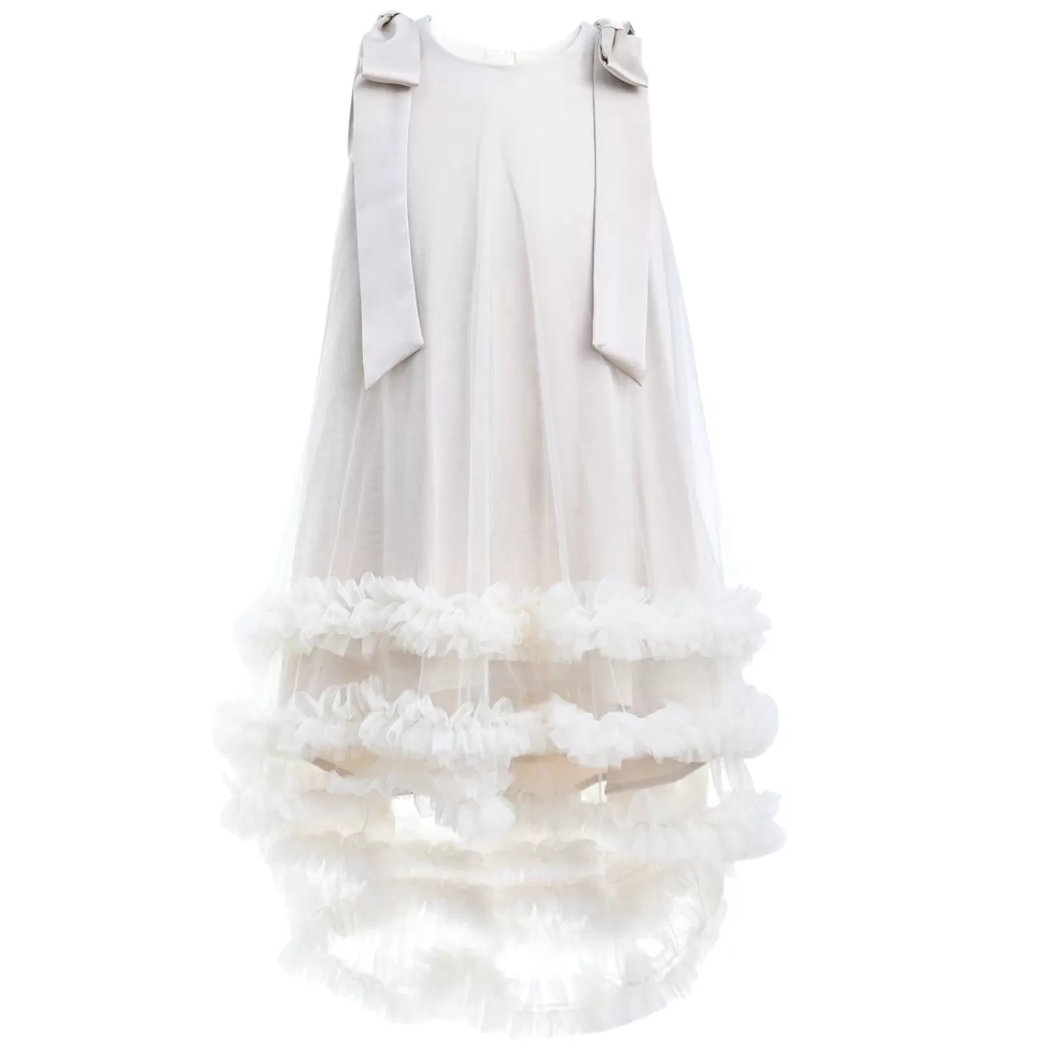 Dresses^Tulleen Violeta Sleeveless Ruffle Overlay Dress Cream