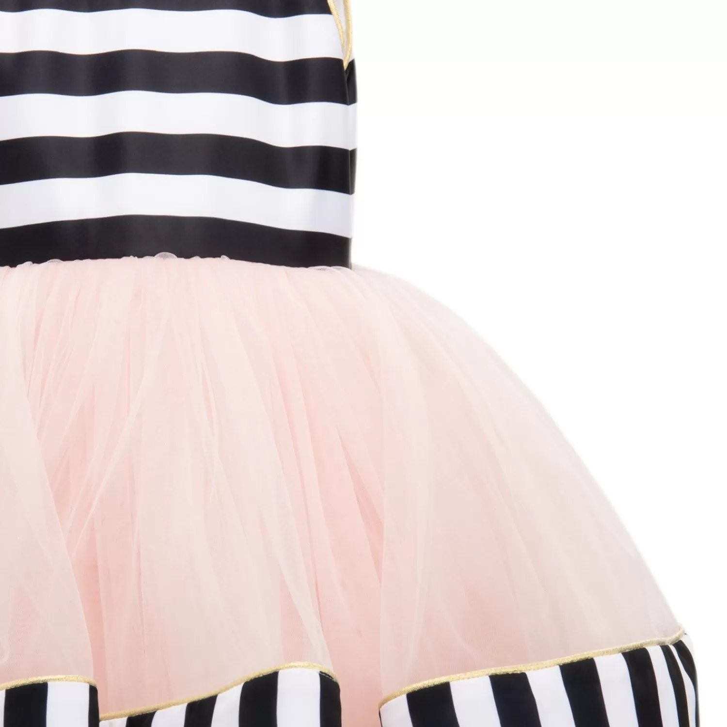 Baby^Tulleen White Striped Sleeveless Tulle Dress Black